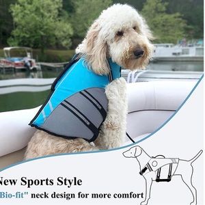 Boy Male Female Dog Life Jacket Blue Large Vivaglory Pet Reflective Handle